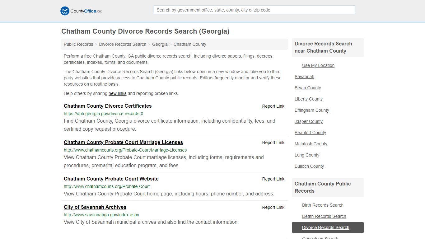 Divorce Records Search - Chatham County, GA (Divorce ...
